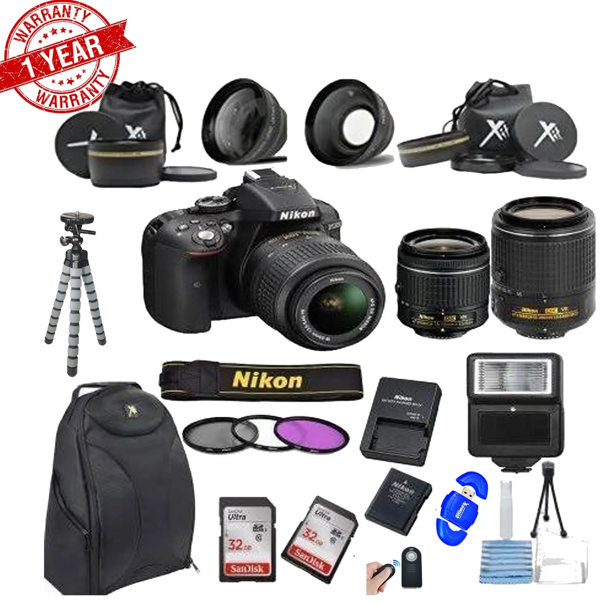 Nikon D5300 24.2   Camera ||18-55mm  Lens Kit||55-200mm  Zoom Lens ||Bundle