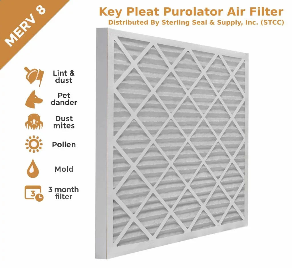 10x24x1 Key Pleat Purolator Air Filter -  8 (6 Pack)