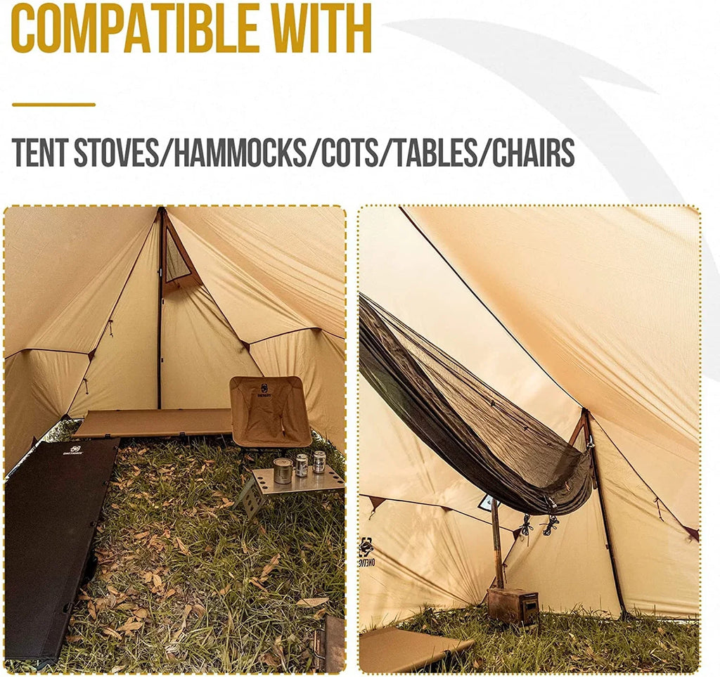 Hammock Hot Tent with Stove Jack, Versatile Lightweight Waterproof Camping Tarp with Zippered Tent Bag, PU3000mm 4 Season Tent for Stove