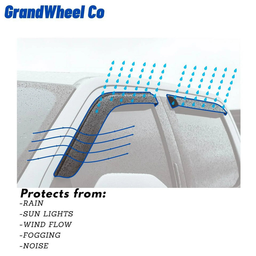 GrandWheel Co Smoke Tinted Tape-On Side Window Vent Visor Deflectors Rain Guards Compatible with Mitsubishi Outlander 2014-2021 - 4pcs. GW0389