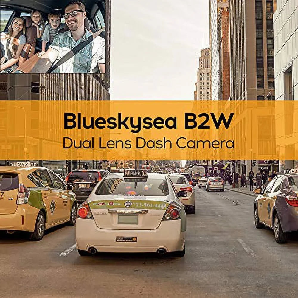 Blueskysea B2W 1080P Dual Dash Cam Front and Inside Dashcam  Double Rotatable Lens Driving Recorder Camera with  Night Vision 2'' Screen 32GB  Card for Uber Rideshare Lyft Car Driver