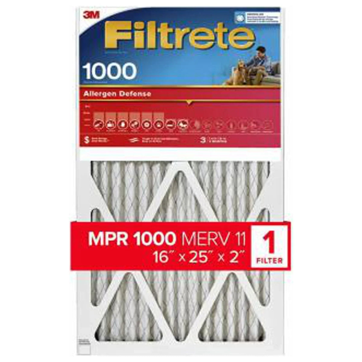 Filtrete 16 in. W X 25 in. H X 2 in. D Polypropylene 11  Pleated Air Filter 1 pk