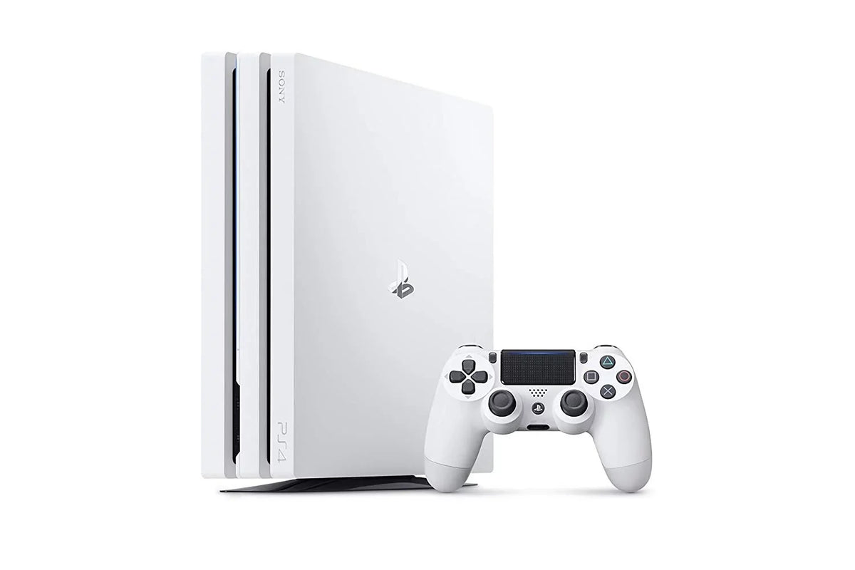 Pre-Owned Sony PlayStation 4 Pro 1TB Gaming Console White with Charging Dock Headset Bolt Axtion