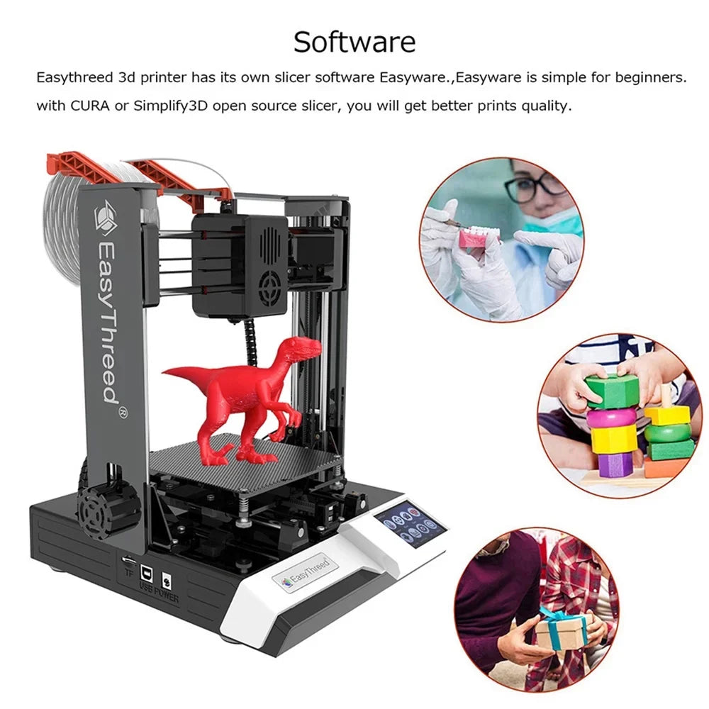 EasyThreed 3D printer,Print Size Removable K6 Plus 3D Printer  Kids  Printers 3D-Printer 3D Printer Hine 100x100x100mm/4x4x4inches  Comes Plus Printer Hine