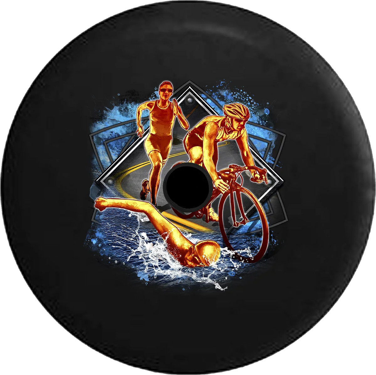 2018 2019 Wrangler  Backup Camera Triathlon Swim Bike Run Athlete Workout Spare Tire Cover for Jeep  33 Inch
