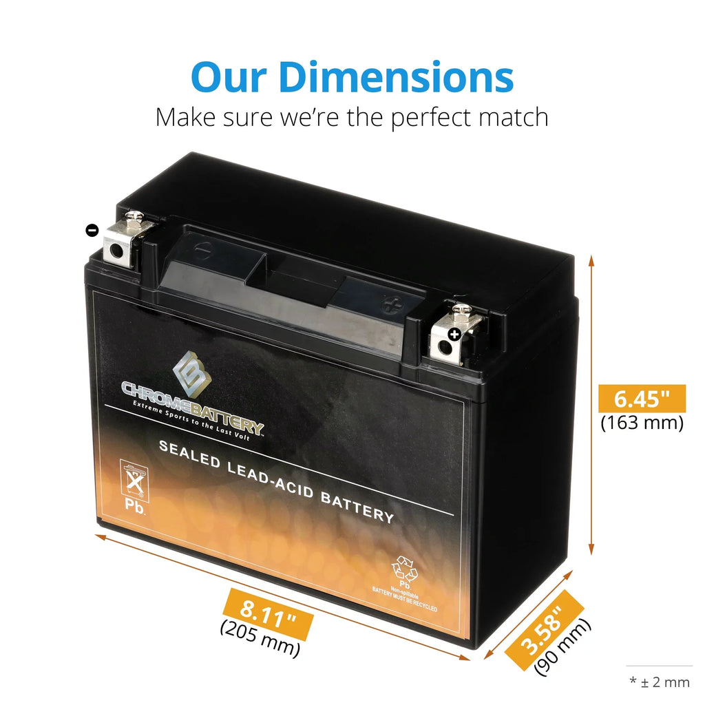 Chrome Battery Y50-n18l-a3 (50-n18l-a3 12 Volts,20 Ah, 260 Cca) High Performance - Maintenance Free - Sealed  Motorcycle Battery