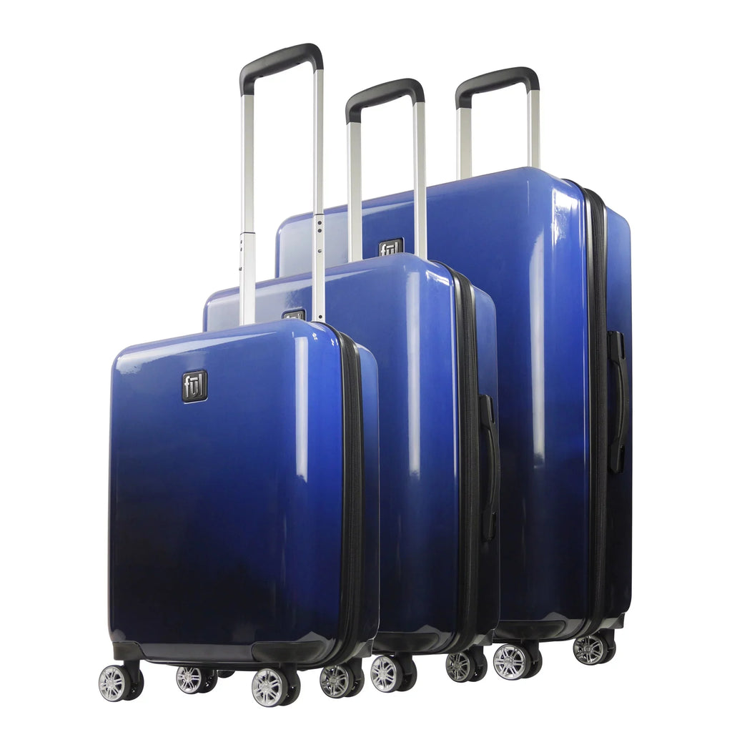 3 Piece Set Impulse Rolling Luggage, Ombre Hardshell Suitcase with Spinner Wheels, 22, 26 and 31 Inch, Blue