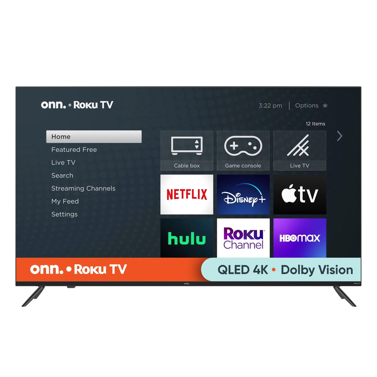 onn. 55”  4K  (2160p) Roku Smart  with Dolby Atmos, Dolby Vision, Local Dimming, 120hz Effective Refresh Rate, and  (100071701)