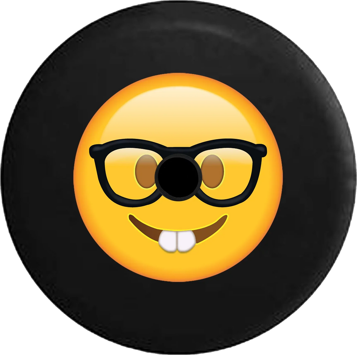 2018 2019 Wrangler  Backup Camera Nerd with Glasses Text Emoji Face Spare Tire Cover for Jeep  33 Inch