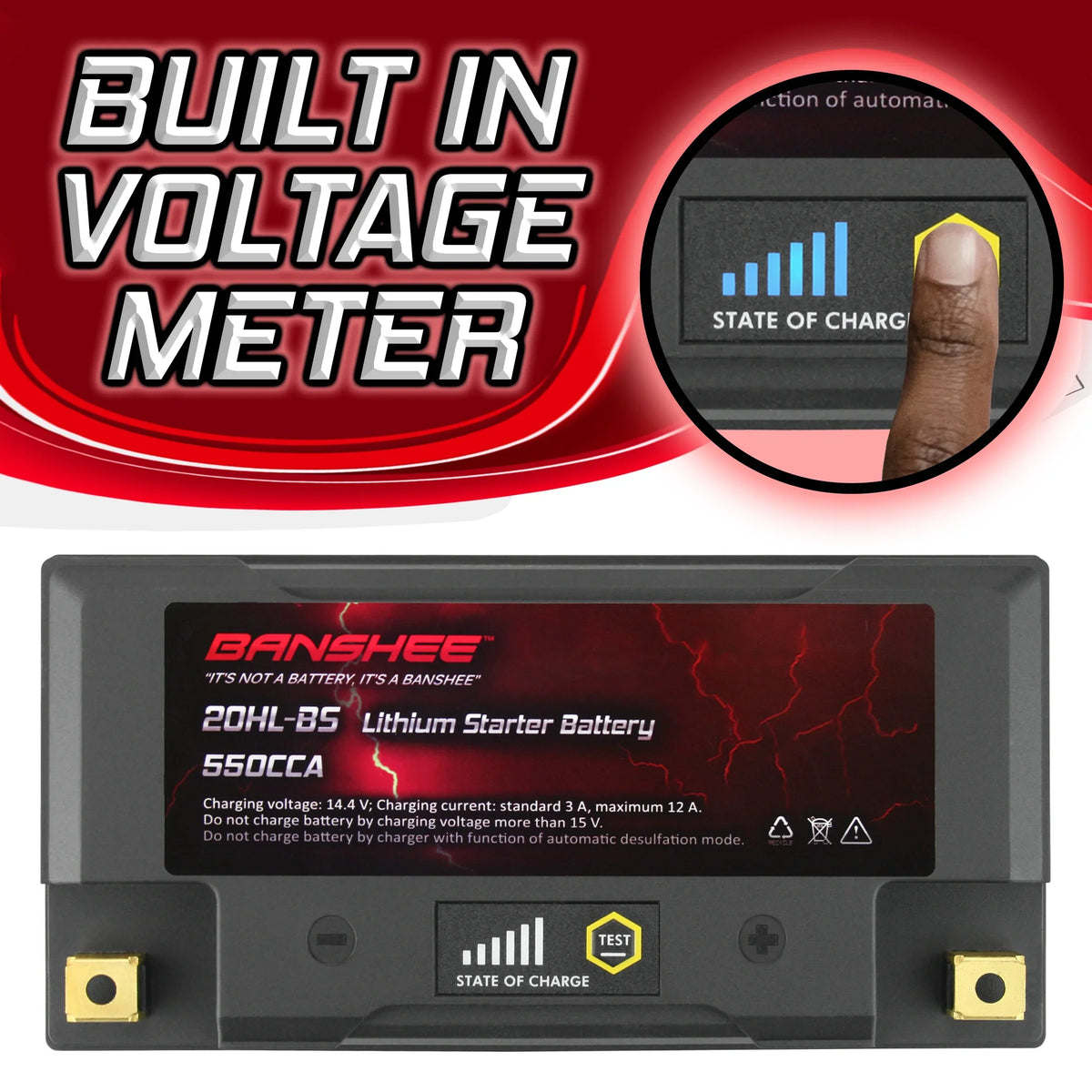Banshee 20L- LiFePO4 Motorsports Battery Compatible with Yamaha VX1100D WaveRunner V1 Sport 2015 to 2015