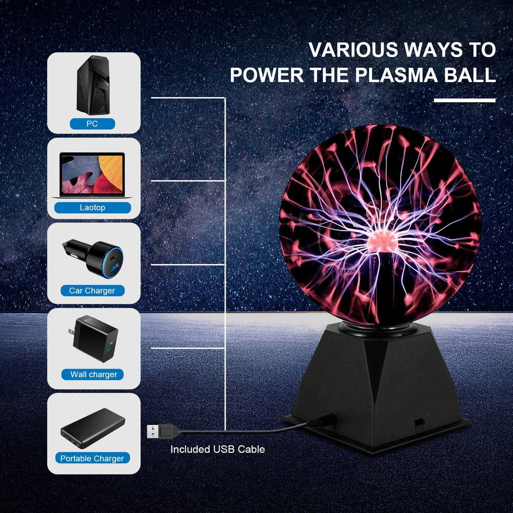Plasma Ball, 8 Inch Sensitive Plasma Lamp, Nebula Sphere Plasma Globe Novelty Toy for Decorations/Kids/Bedroom