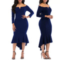 Women's Maxi Dresses 3/4 Long Sleeve Casual V Neck Bodycon Cocktail Bridesmaid Formal Dresses Party Ball Prom