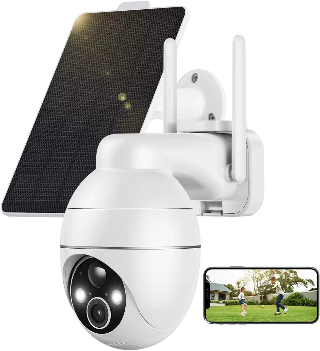 2K Security Cameras Wireless Outdoor with Ultra  Spotlight Color Night Vision, Solar Security Camera Outdoor with  Detection, Pan Tilt, 4X Digital Zoom, 2.4GHZ Wi-Fi, IP65 Waterproof