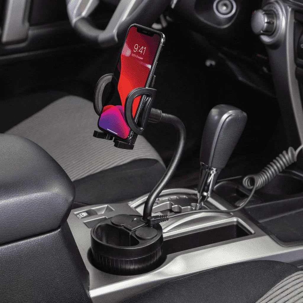 Scosche UH2PCUP Powerhub 4” Adjustable Arm and Cup Holder Car Mount Black