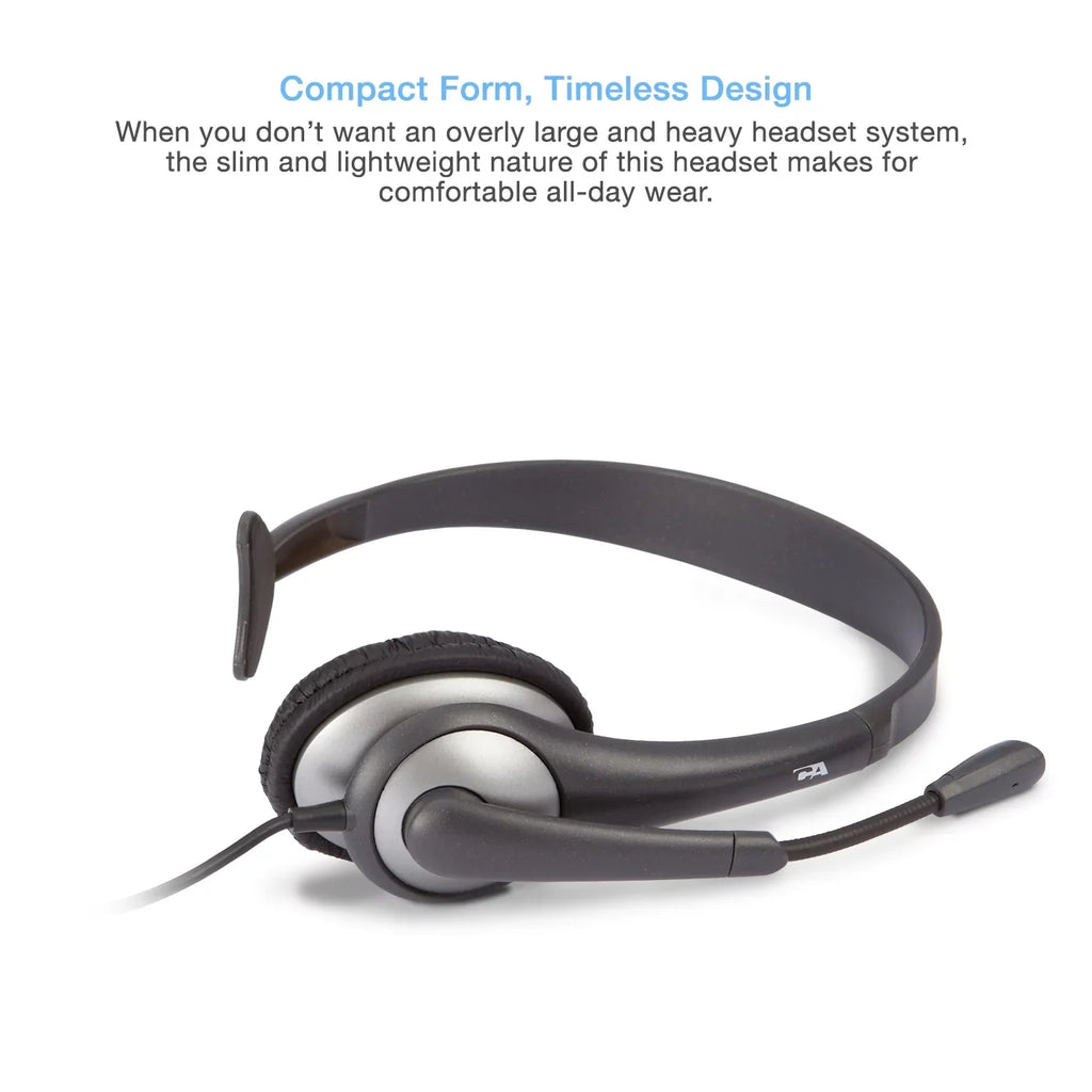 Cyber Acoustics Gray Mono Headset w/ Y-Adapter & Microphone (-104) -