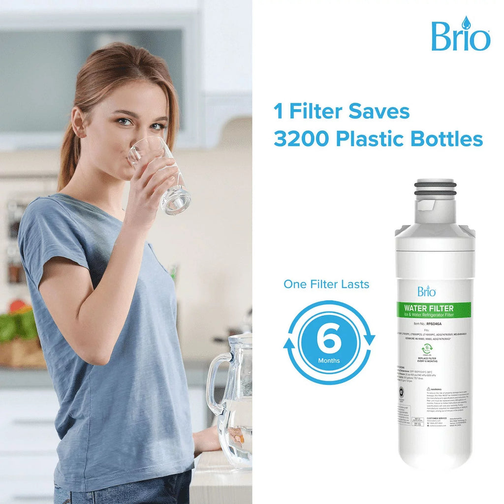 Brio 6046A Refrigerator Water Filter Replacement Compatible With LGLT1000P, LT1000PC, LT1000PCS, -1000PC, ADQ74793501