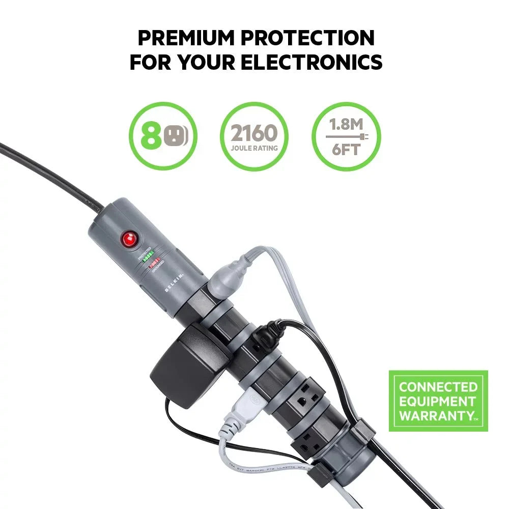 Belkin Pivot Plug Surge Protector - Surge protector - output connectors: 8