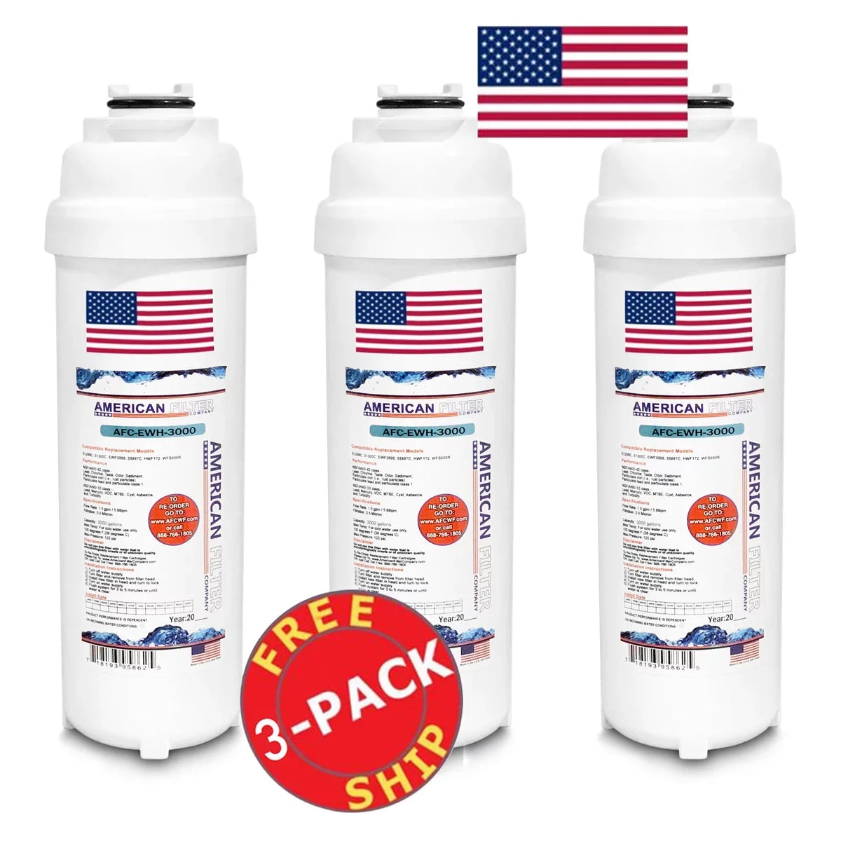 Brand , Water Fountain Filter , Model # --3000 , Compatible with WaterSentry® LRPBMV8K - 3 Filters - Made in U.S.A.